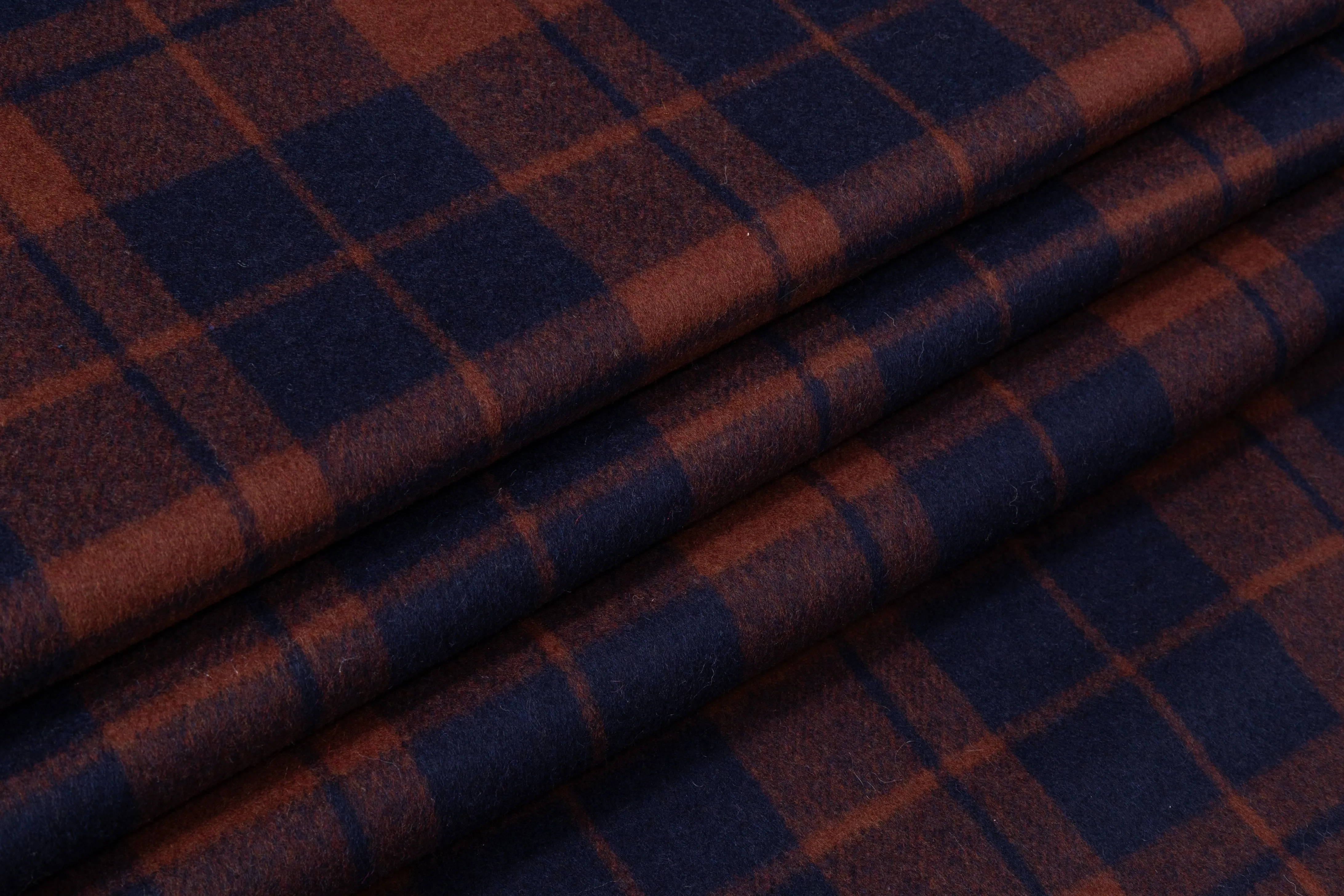 Checked Italian Wool Nylon Coating - Blue / Burned Orange