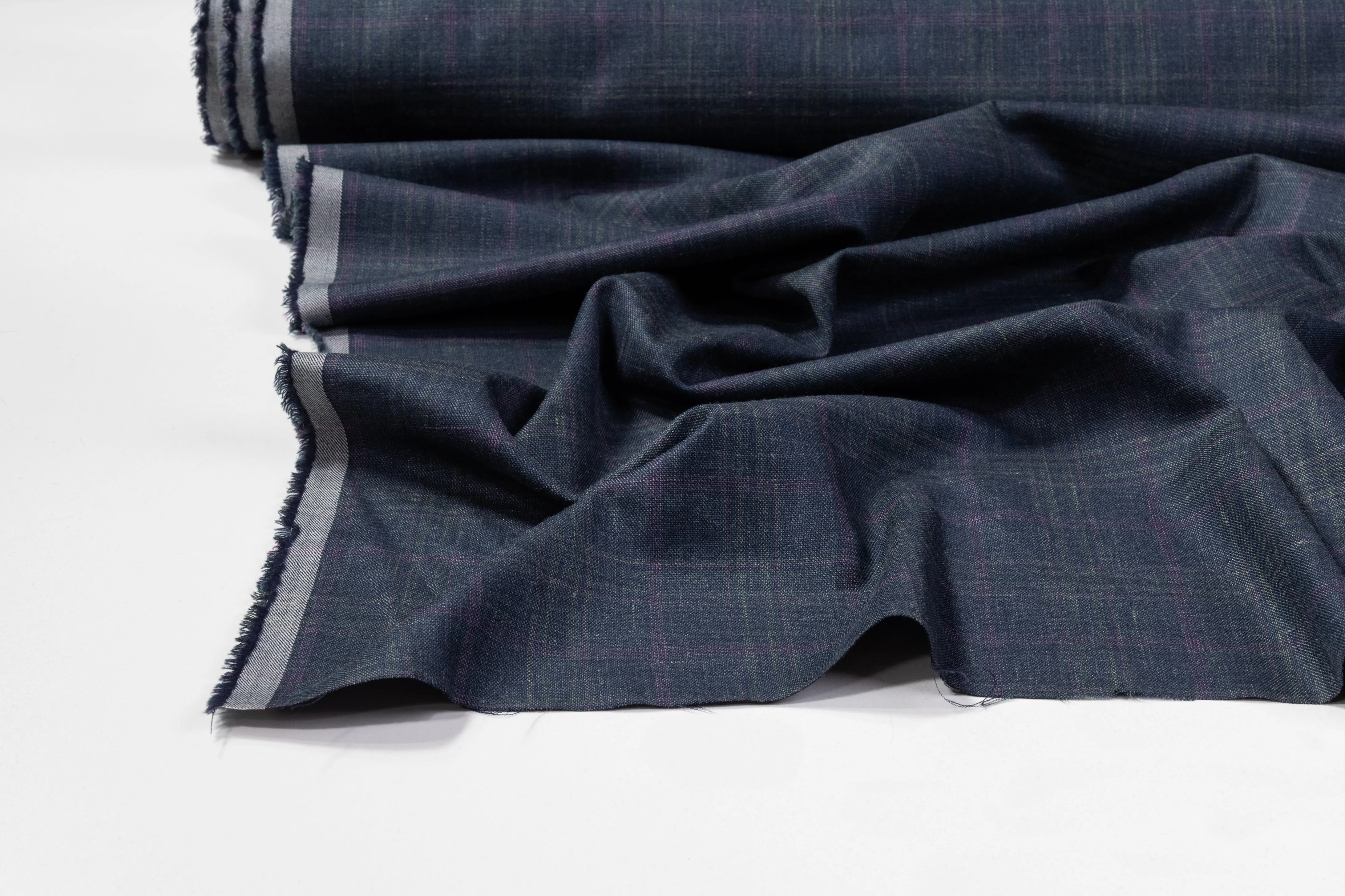 Checked Italian Wool Suiting - Blue / Purple