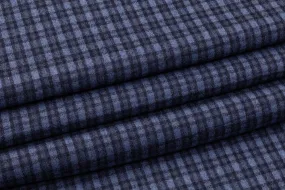 Checked Italian Wool Suiting - Blue