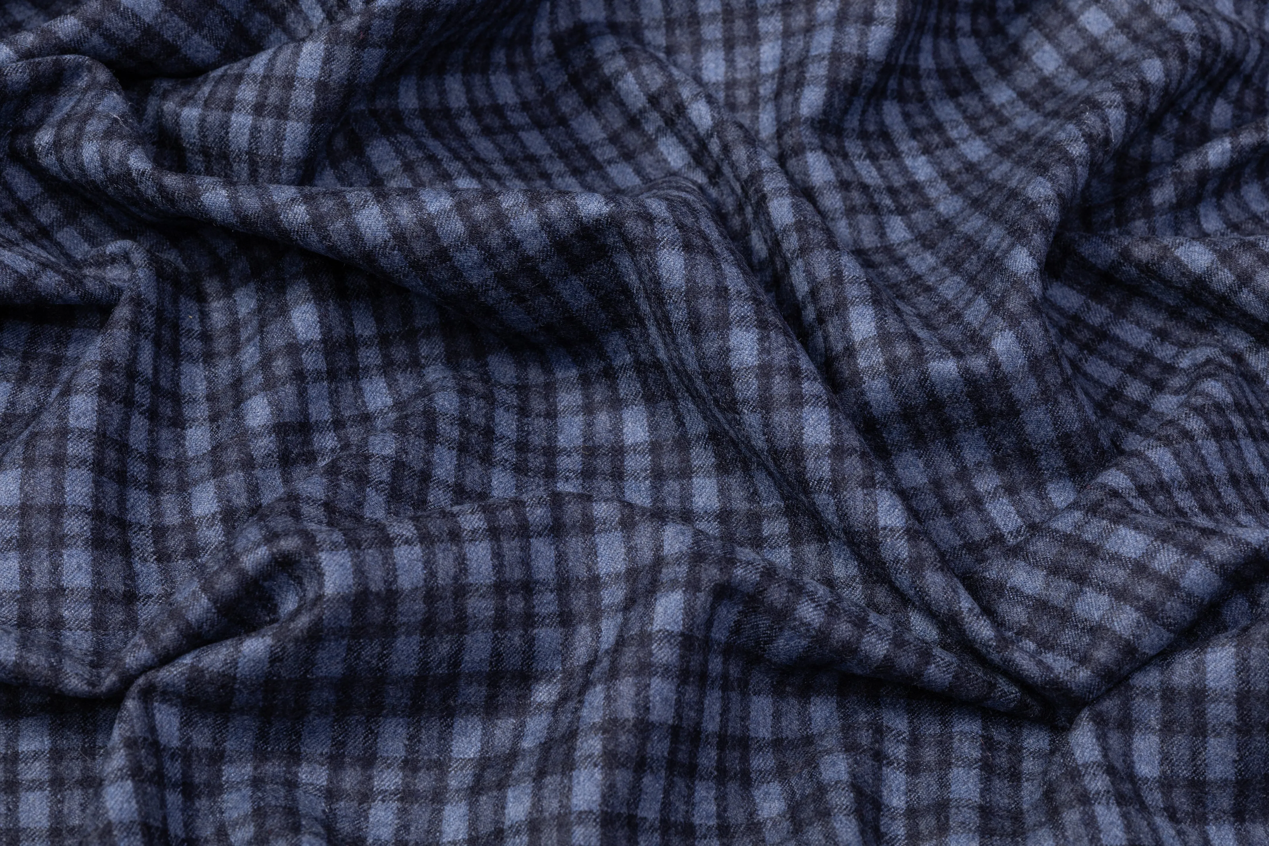 Checked Italian Wool Suiting - Blue