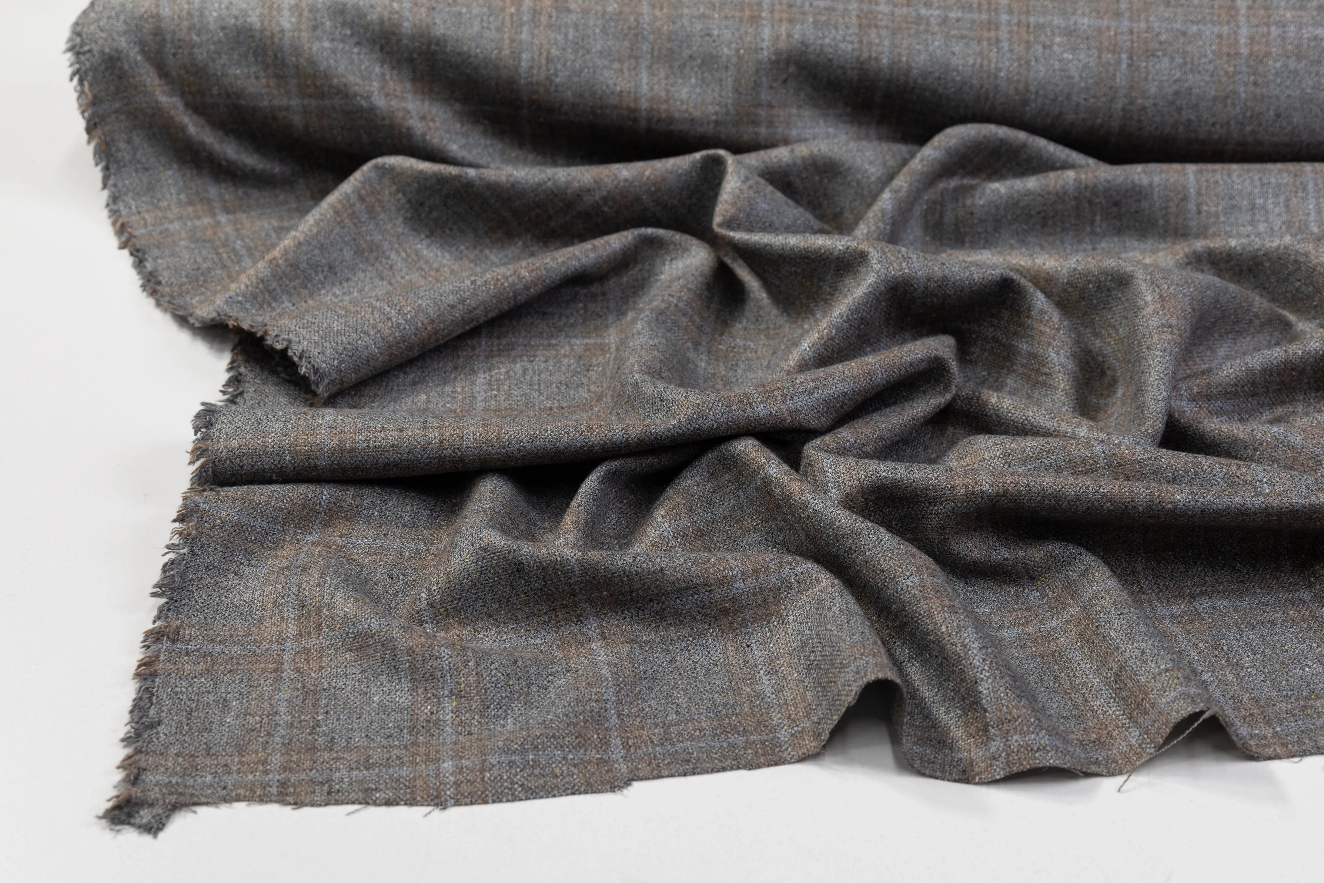 Checked Italian Wool Suiting - Cool Gray / Brown