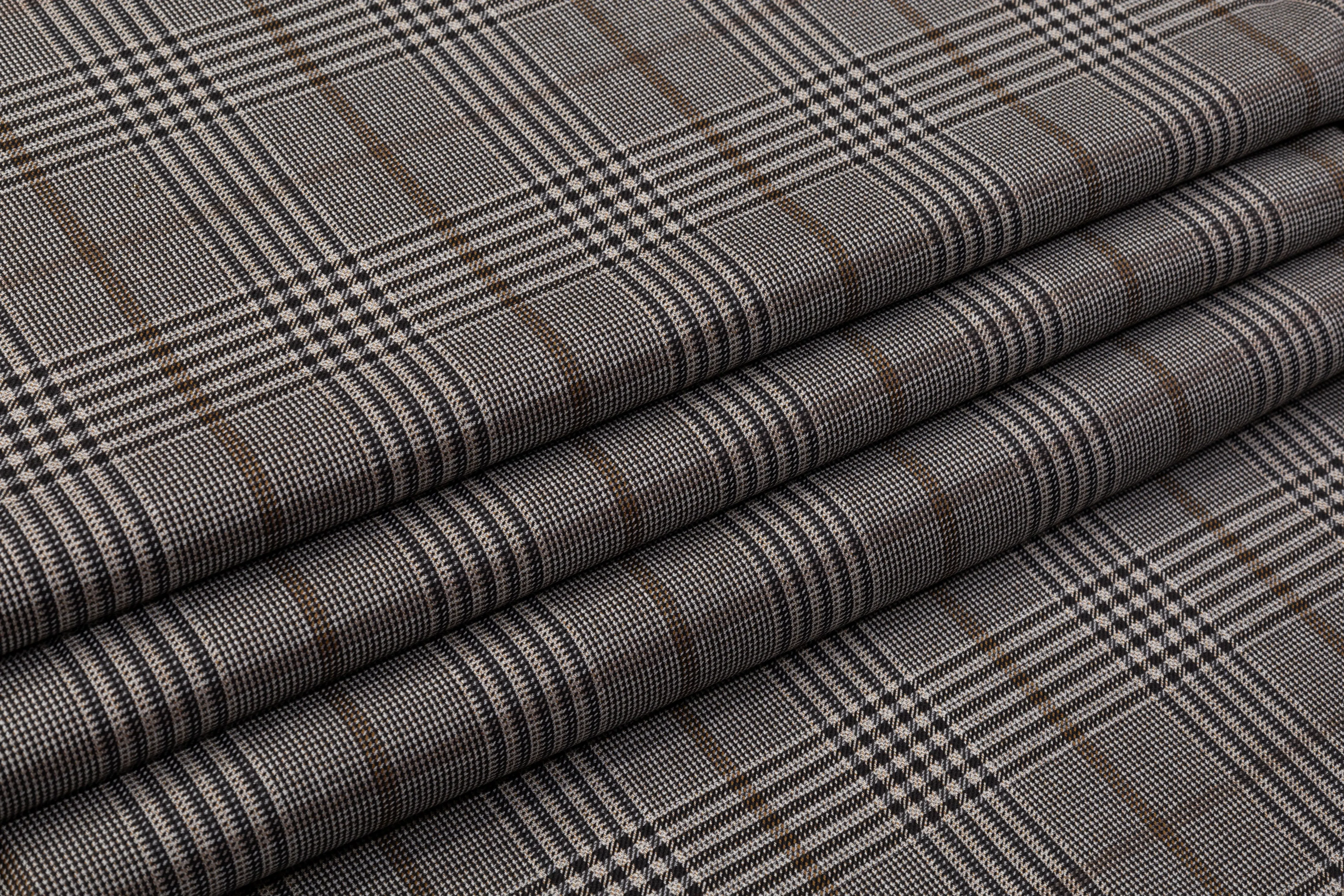 Checked Italian Wool Suiting - Gray / Brown