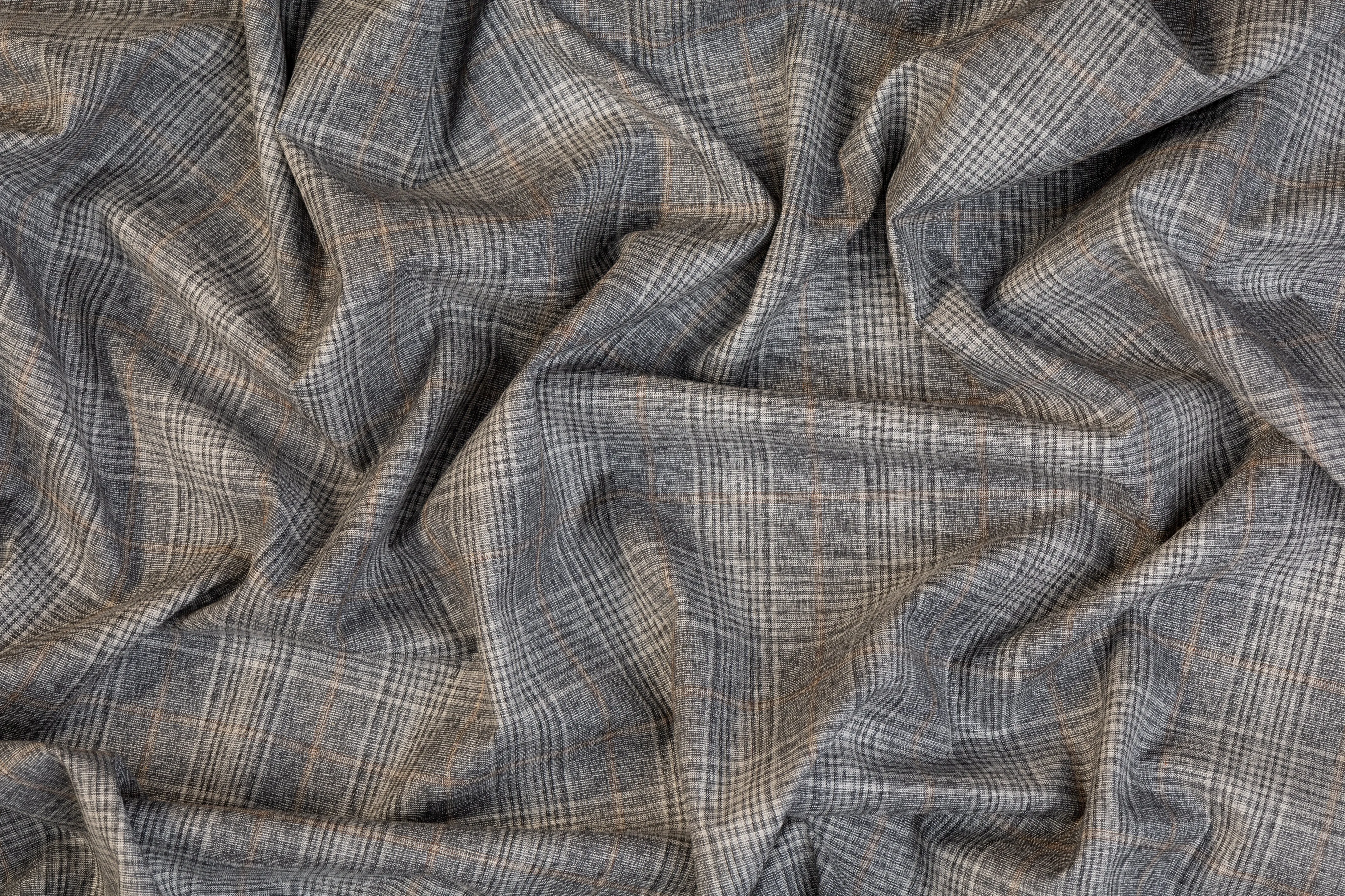 Checked Italian Wool Suiting - Gray