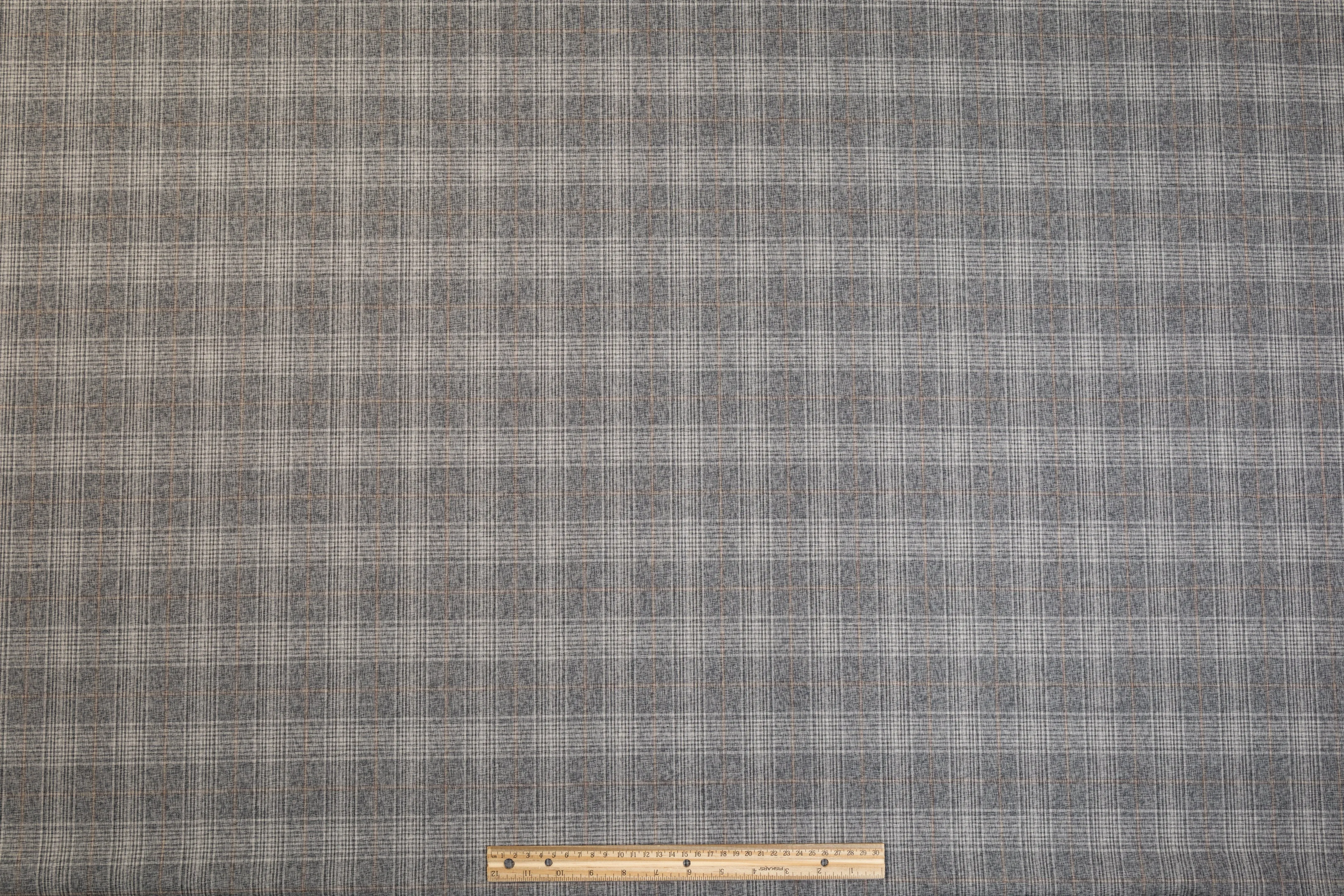 Checked Italian Wool Suiting - Gray