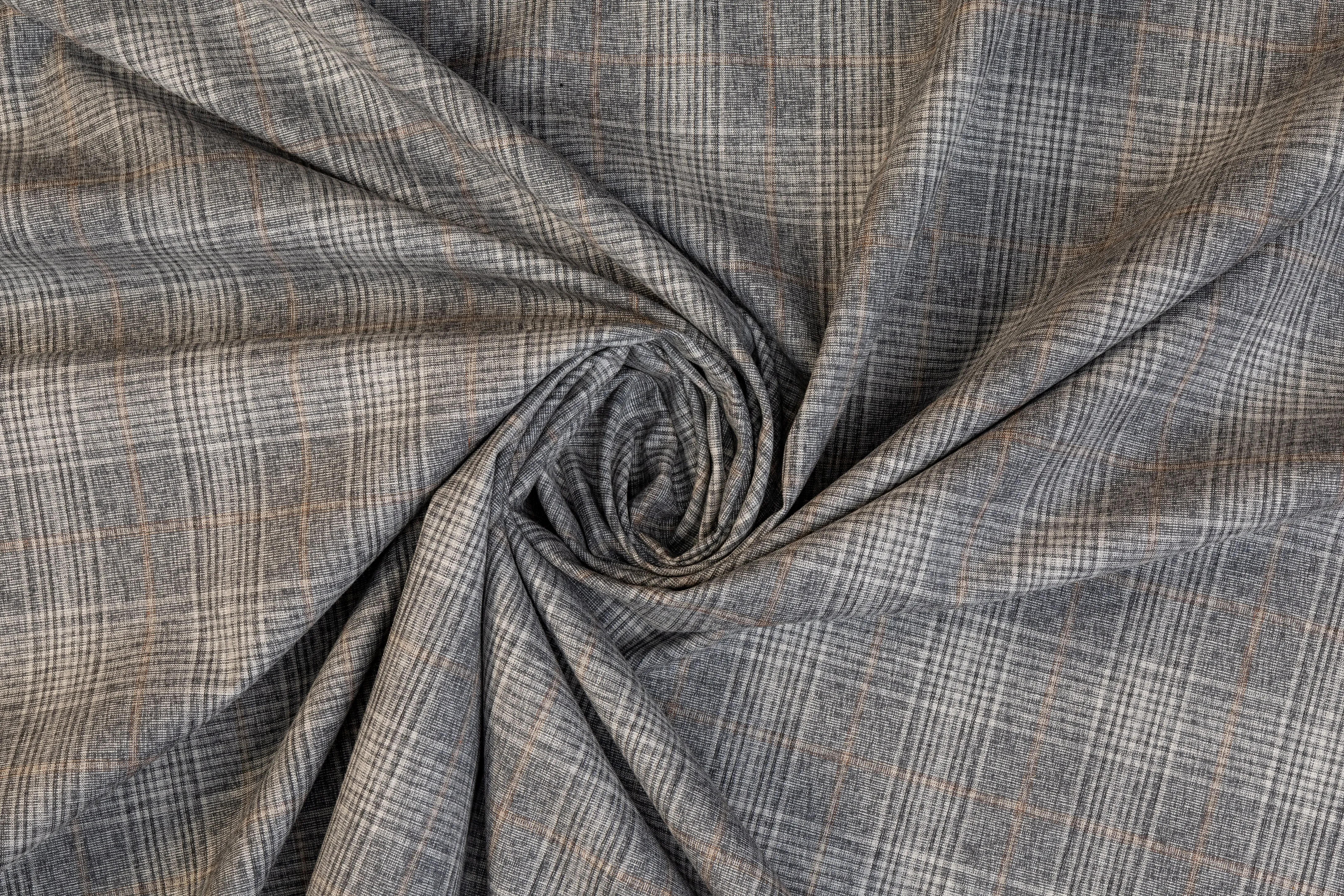 Checked Italian Wool Suiting - Gray