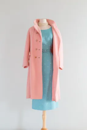 Darling 1960's Pale Pink Wool Coat By Dan Millstein / ML