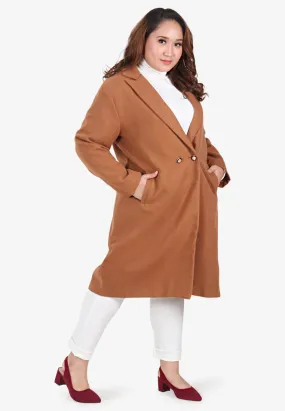 Doha Double Breasted Long Coat - Light Brown