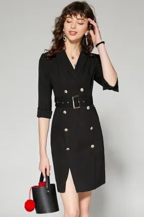 Double Breasted Blazer Dress W/ Belt