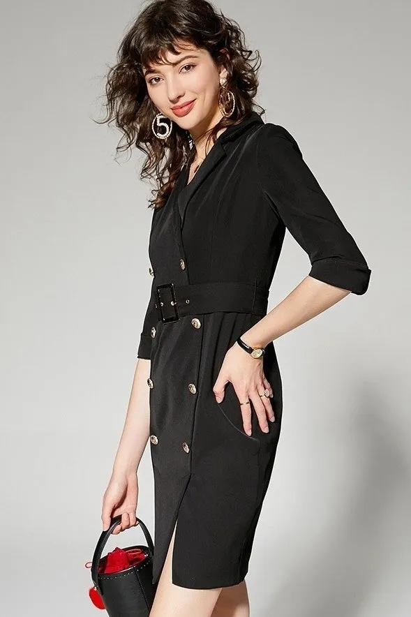 Double Breasted Blazer Dress W/ Belt