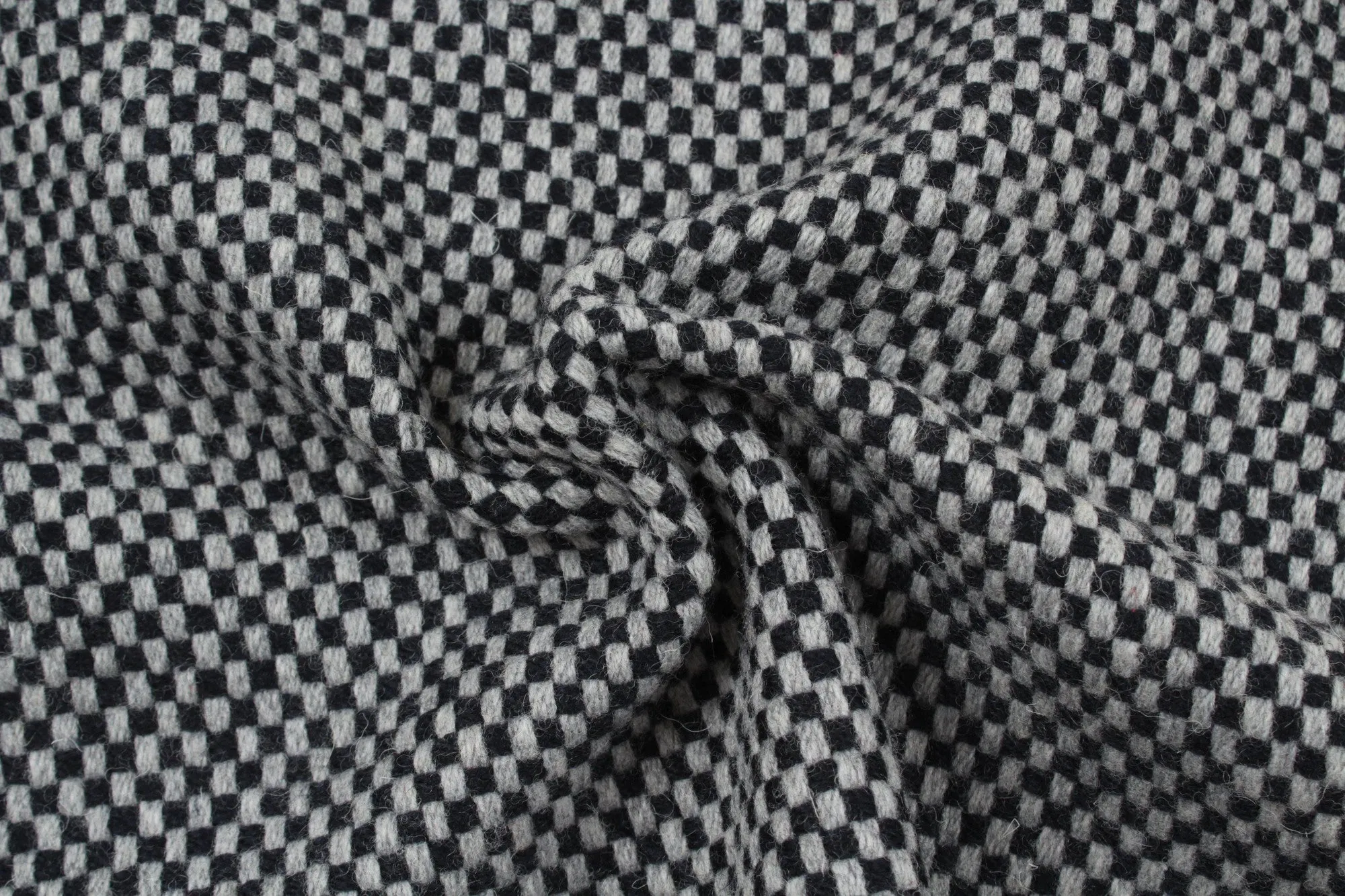 Double Face Recycled Wool - Chess Pattern