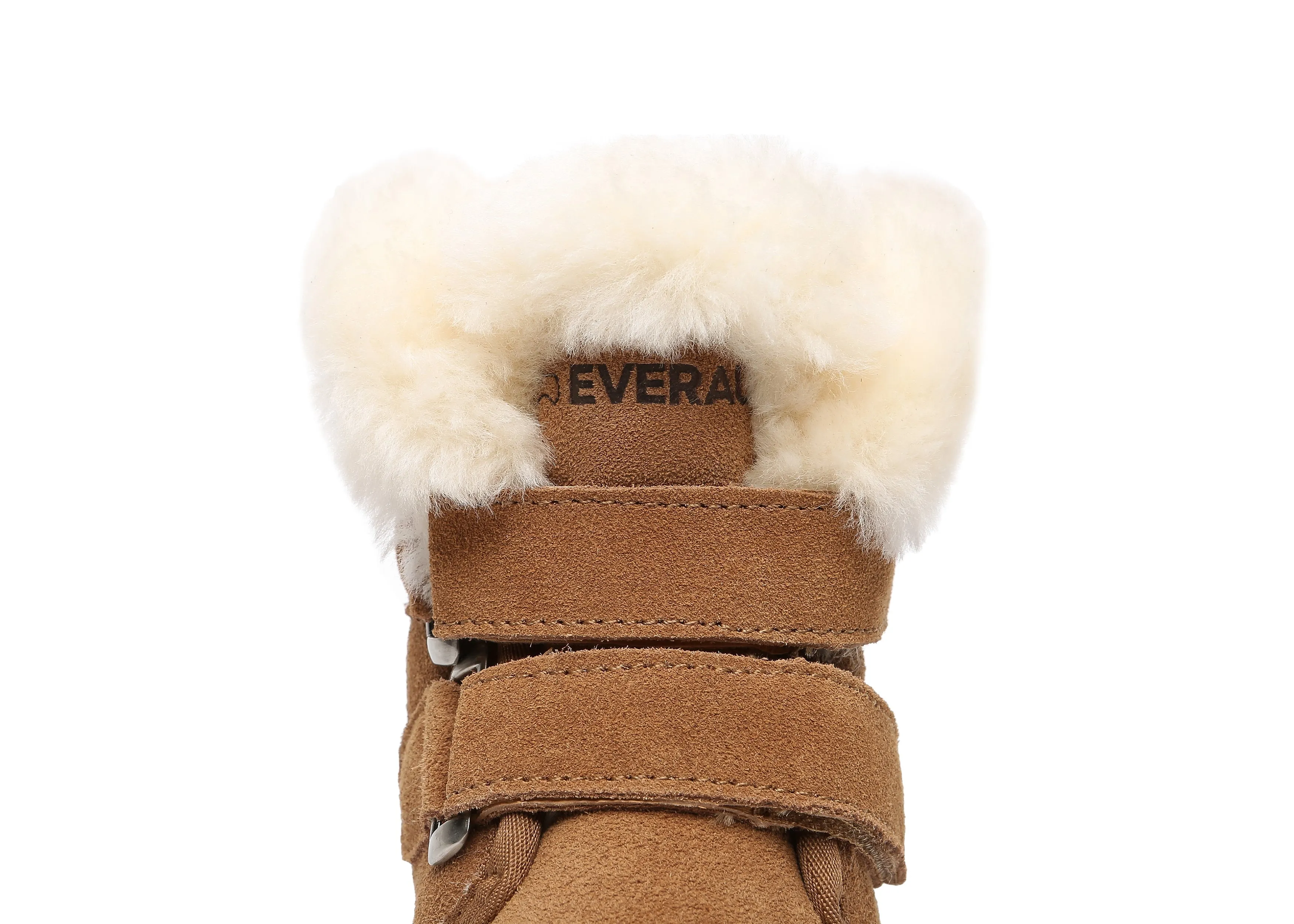 Double Hook And Loop Strap Sheepskin Boots Kids Nordic