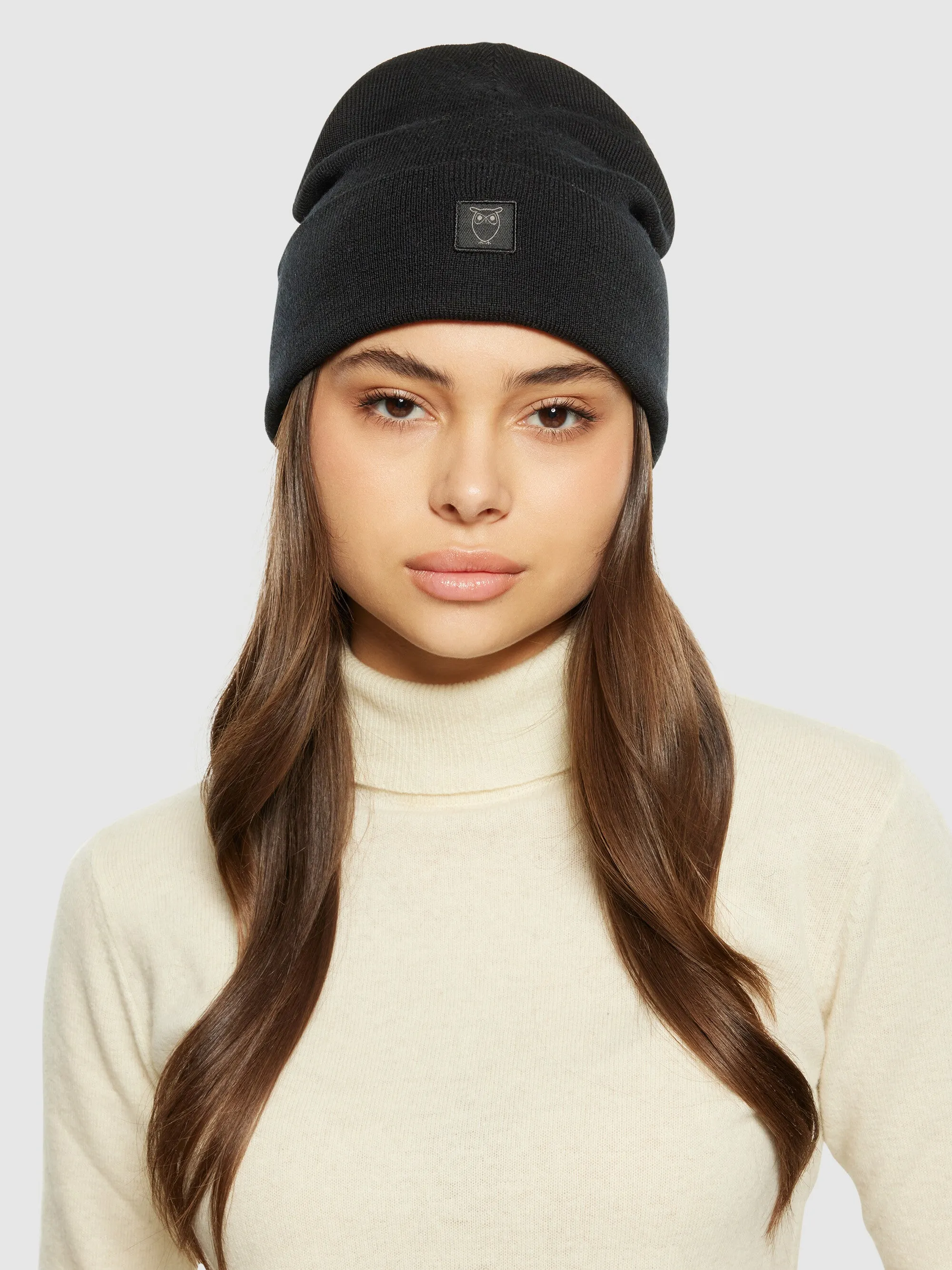 Double layer fine merino wool beanie - RWS - Black Jet