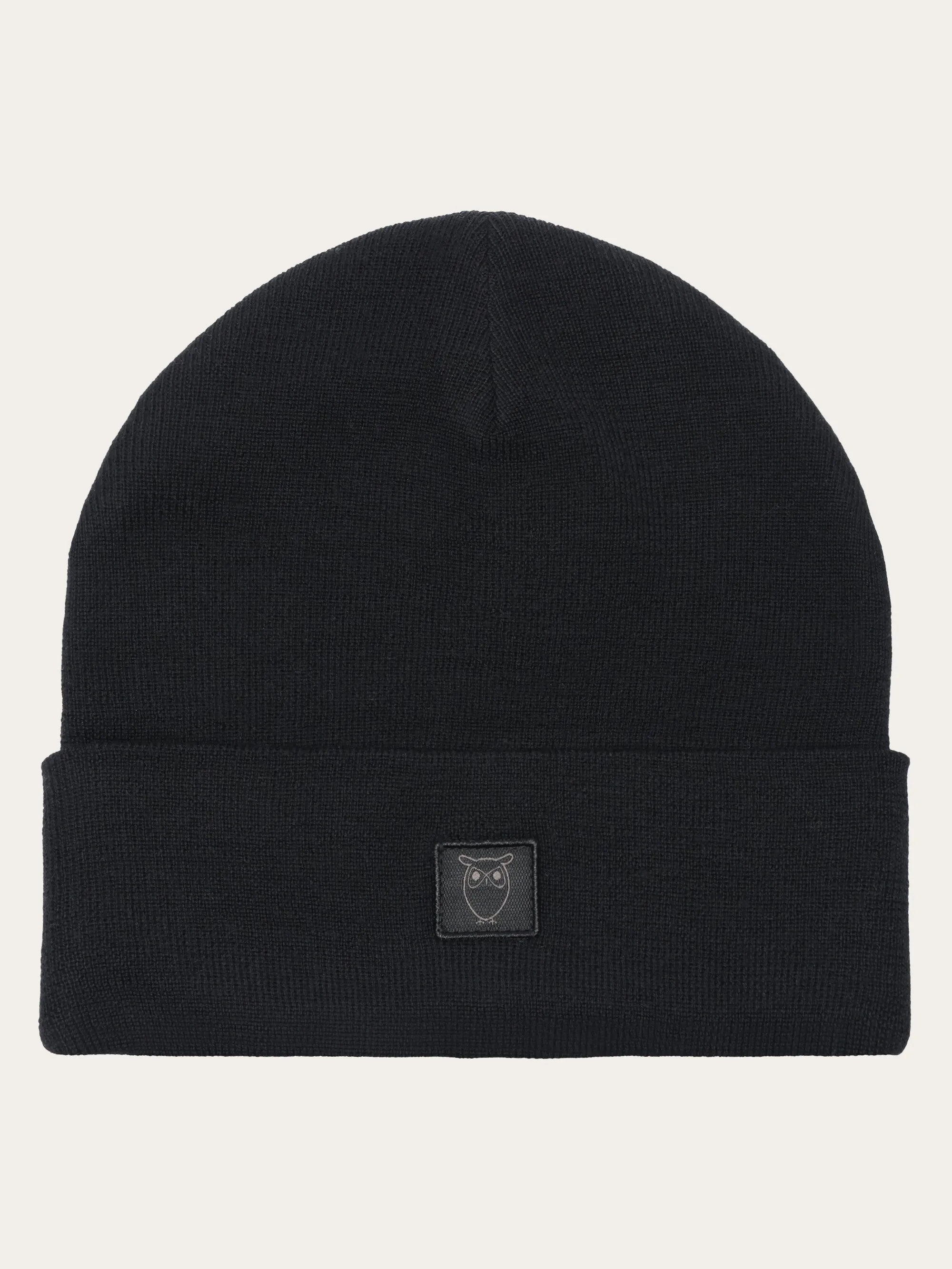 Double layer fine merino wool beanie - RWS - Black Jet