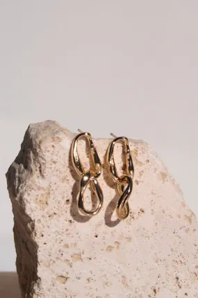 Double Link Twist Gold Stud Earrings