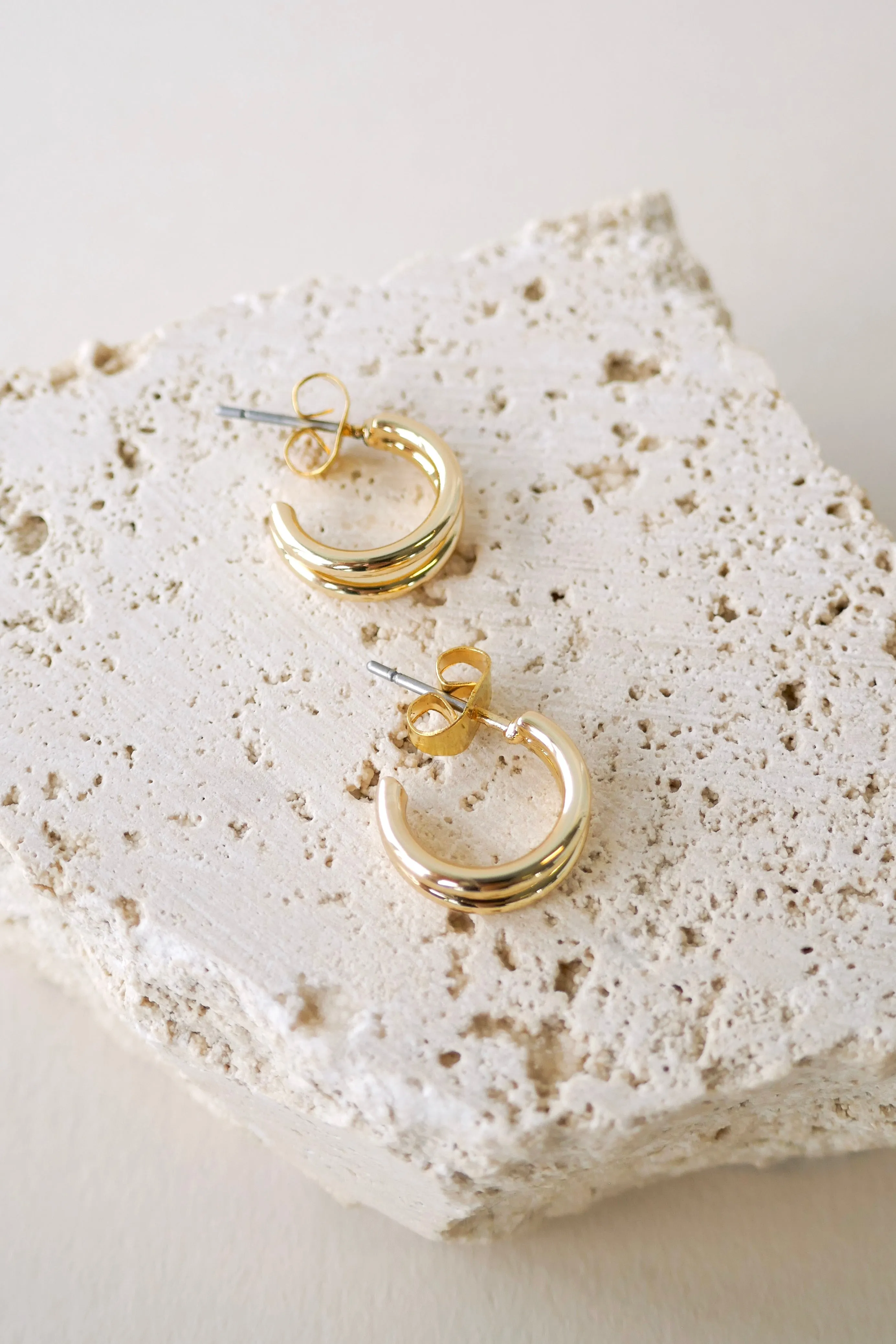 Double Loop Gold Earrings