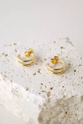 Double Loop Gold Earrings