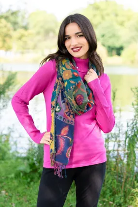 Embroidered Wool Scarf - Flora