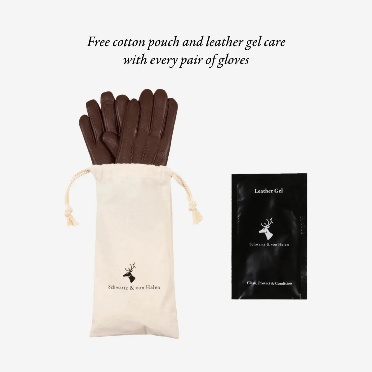 Emma - extra-long sheepskin leather gloves with wool/cashmere lining & touchscreen feature