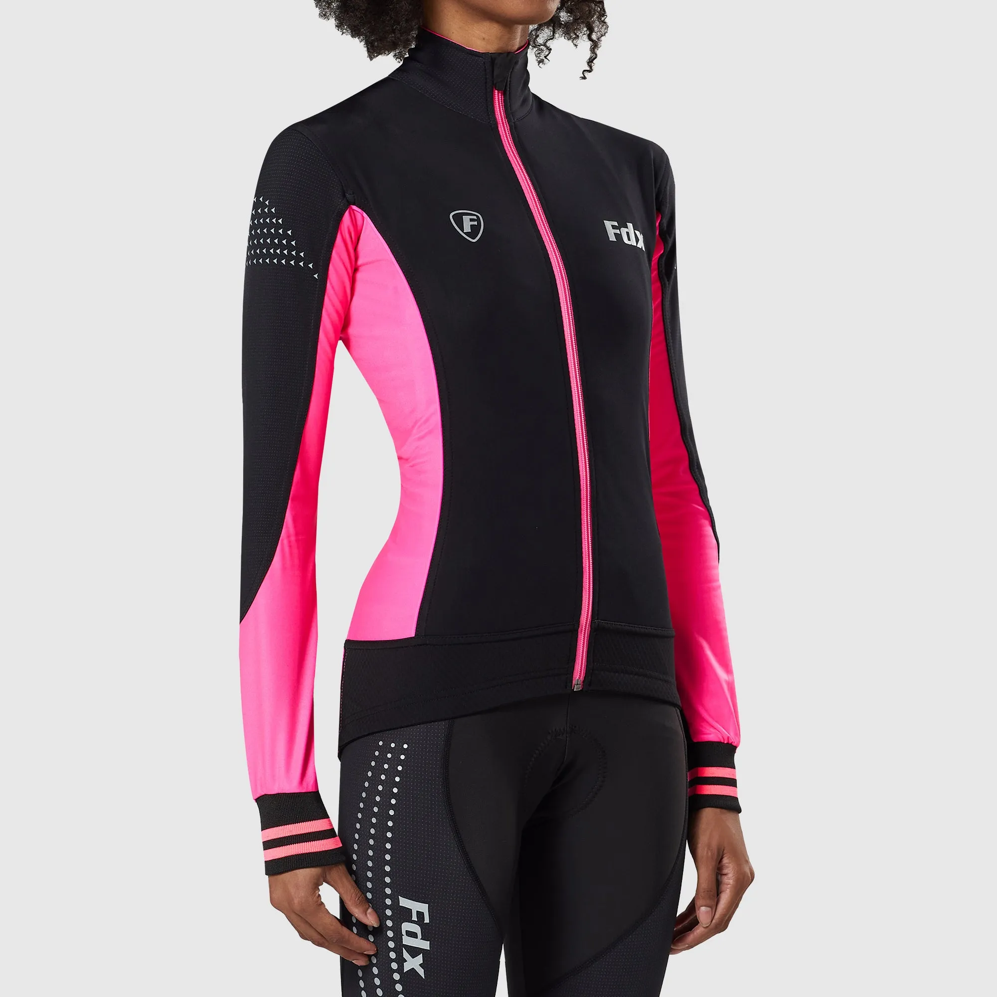 Fdx Thermodream Women's & Girl's Pink Thermal Roubaix Long Sleeve Cycling Jersey