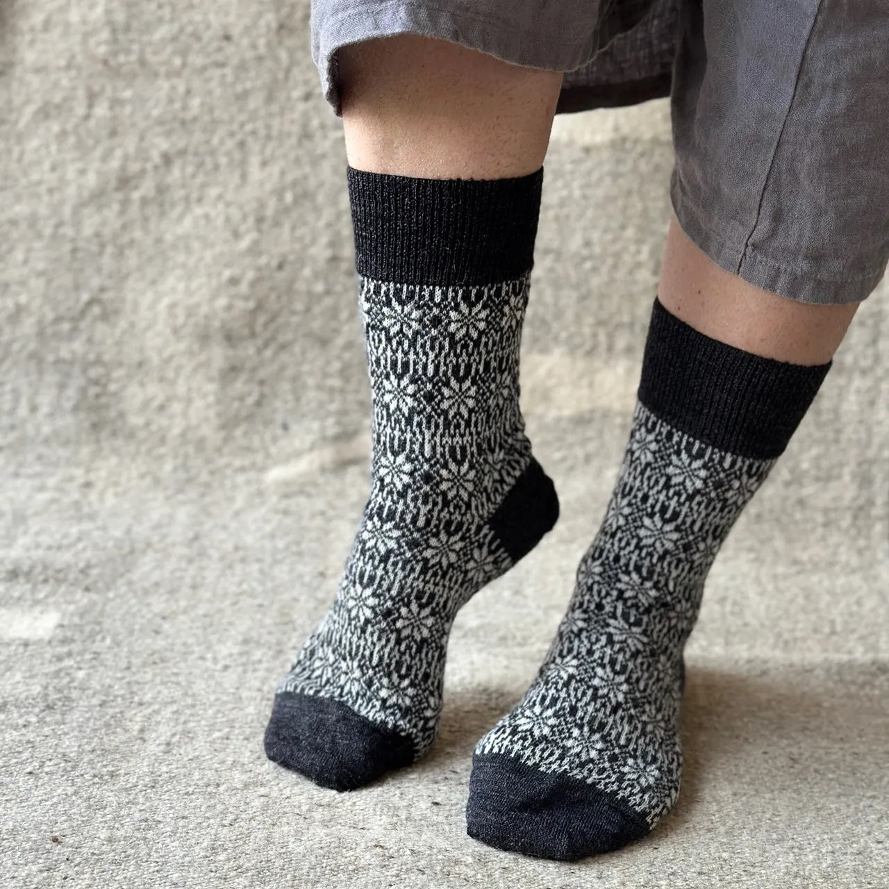 Fine Snowflake Wool Socks - Organic Merino (Adults 36-43)