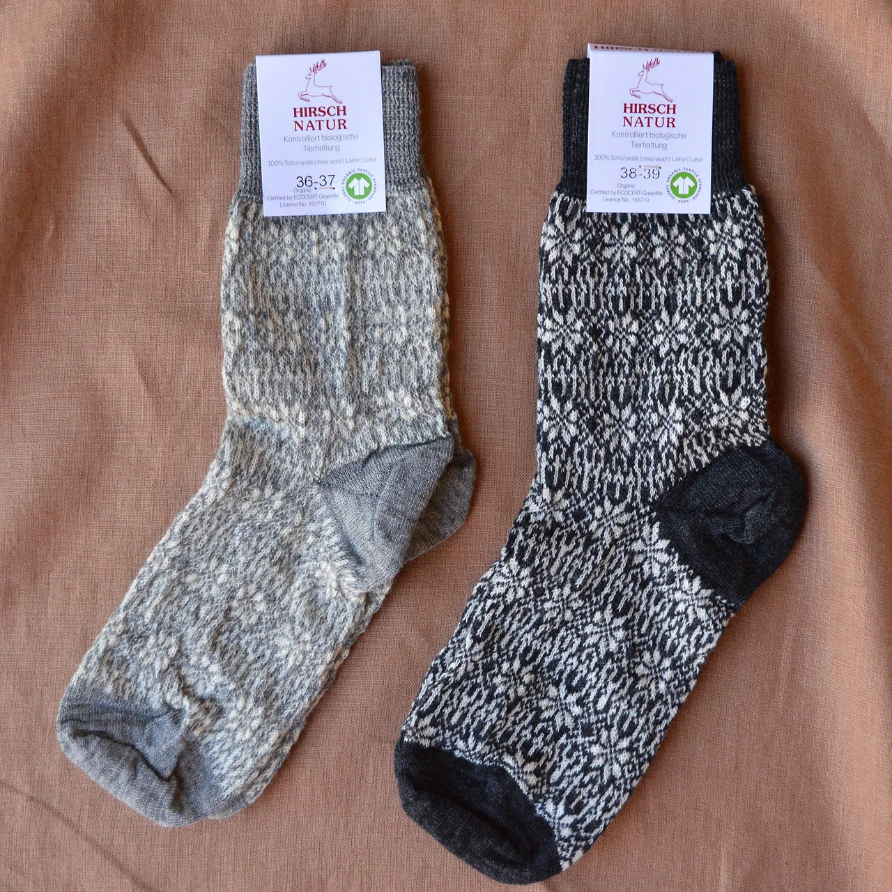 Fine Snowflake Wool Socks - Organic Merino (Adults 36-43)