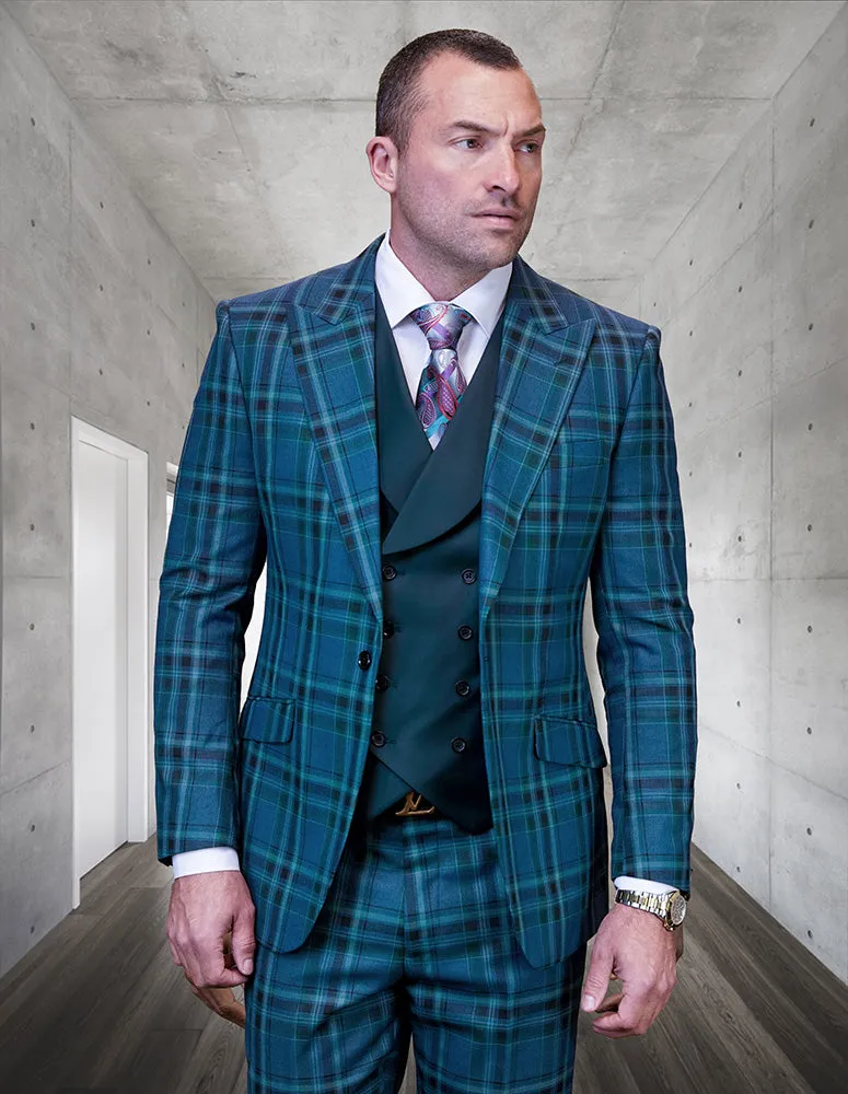 FIRENZE HUNTER PLAID MODERN FIT 3 PC SUIT