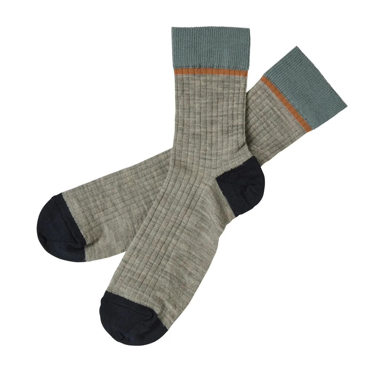 FUB Merino Wool Socks - Fine Colourblock Knit (Adults)