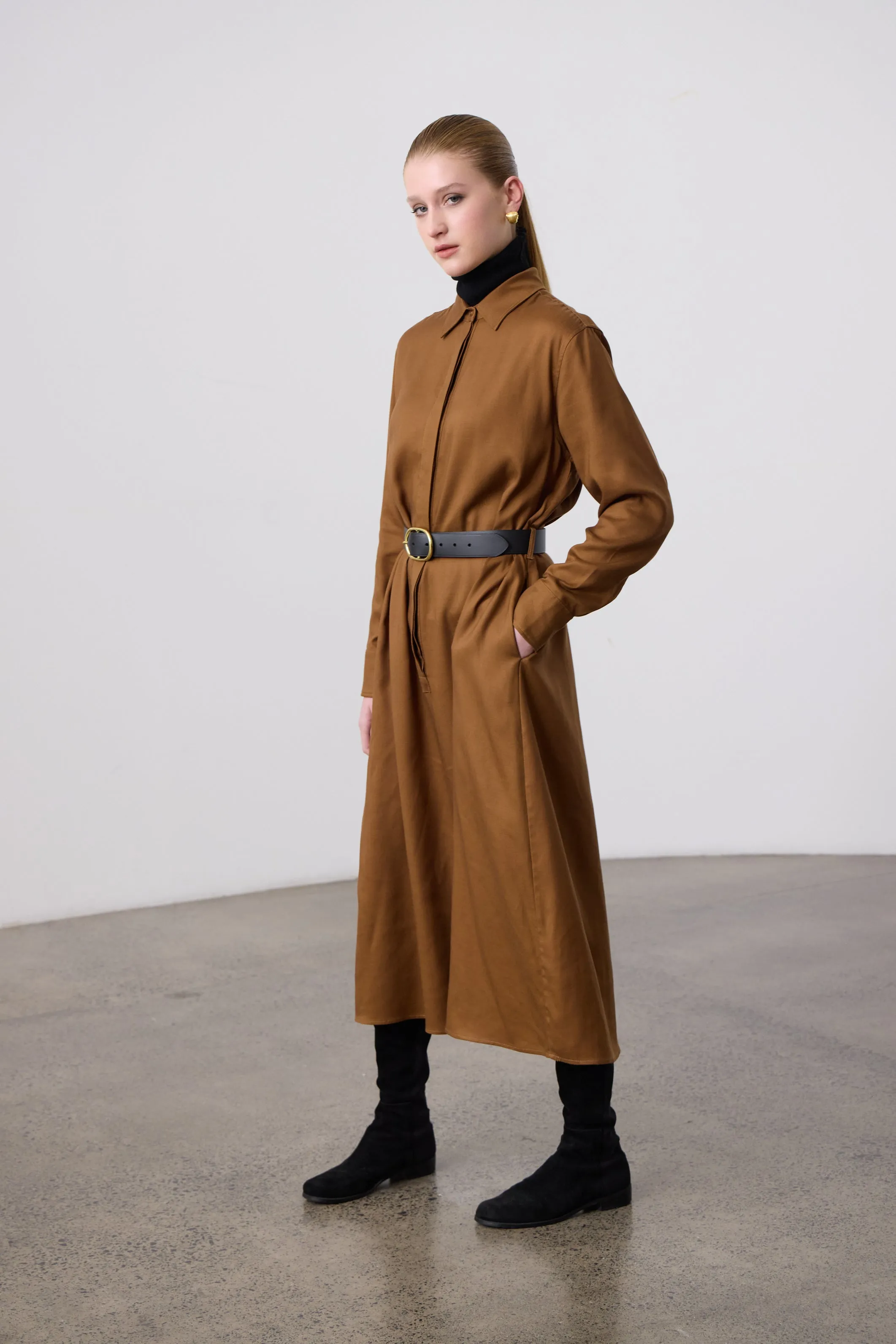 Gabe Shirt Dress - Cinnamon