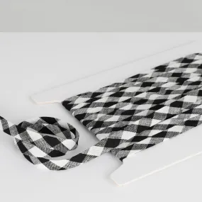 Gingham Linen Bias Binding - Black