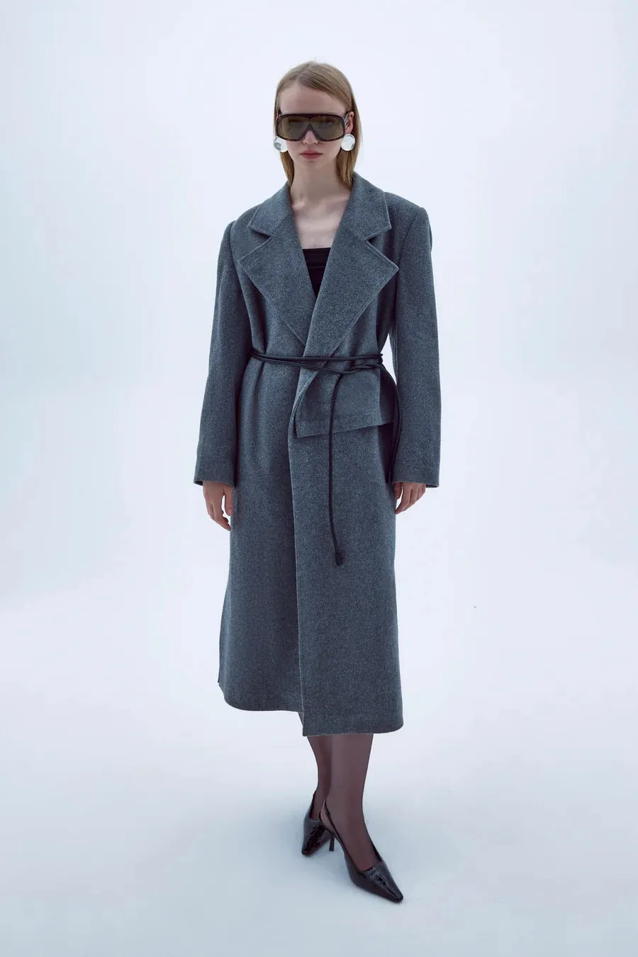 Isha Wool Coat In Dark Grey