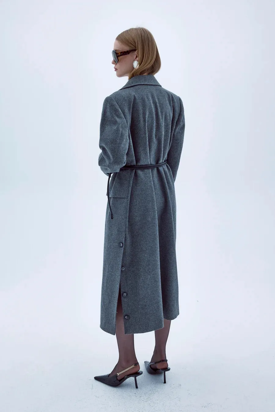 Isha Wool Coat In Dark Grey