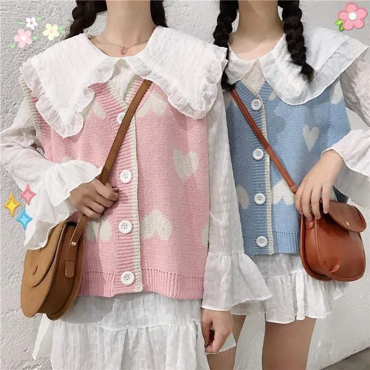 Kawaii Single-breasted Knitted Waistcoat