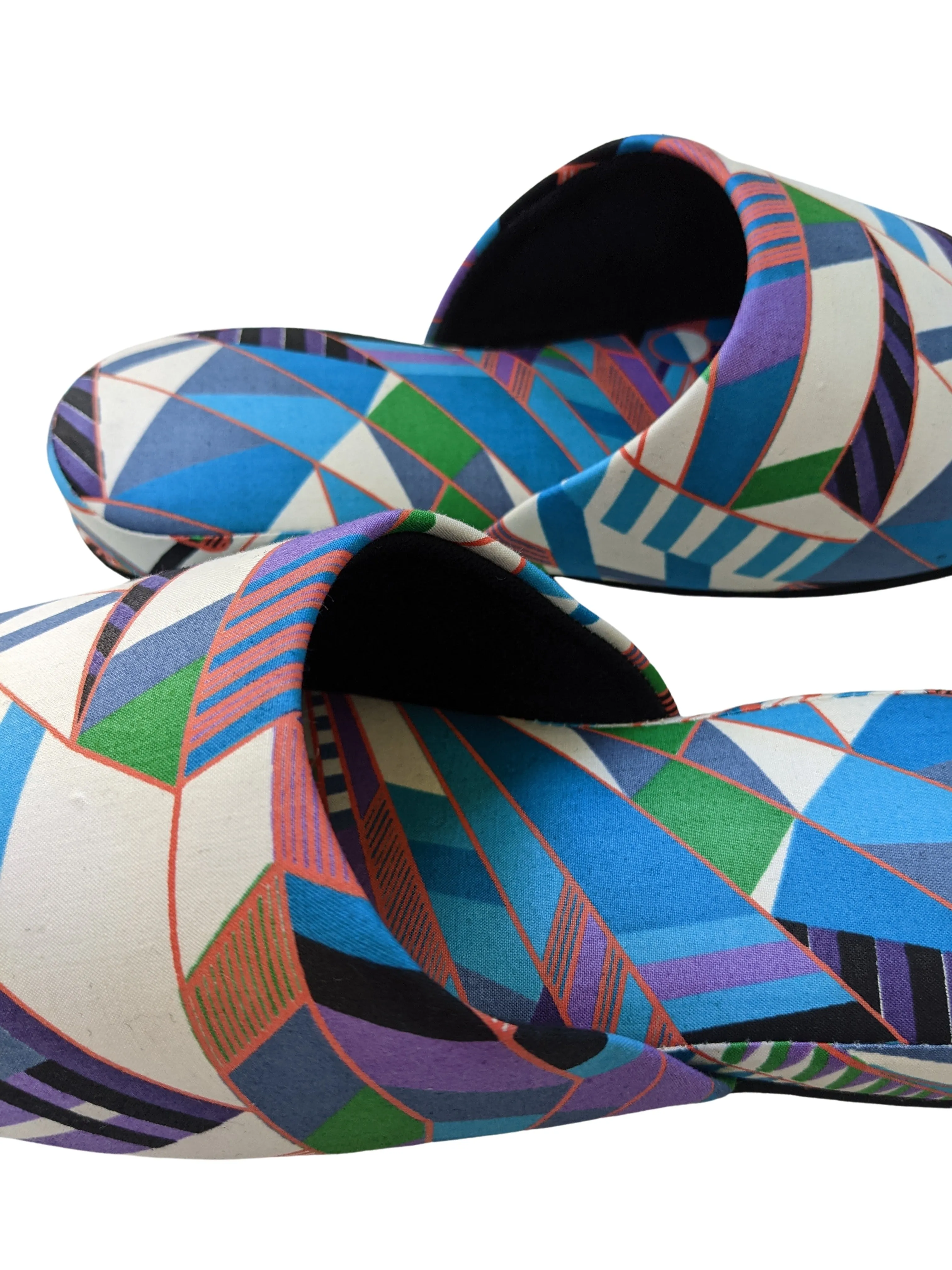 Large Batik Wax Special Printing Mix Slippers [Black wool felt soles] LF2210 [Size Large]