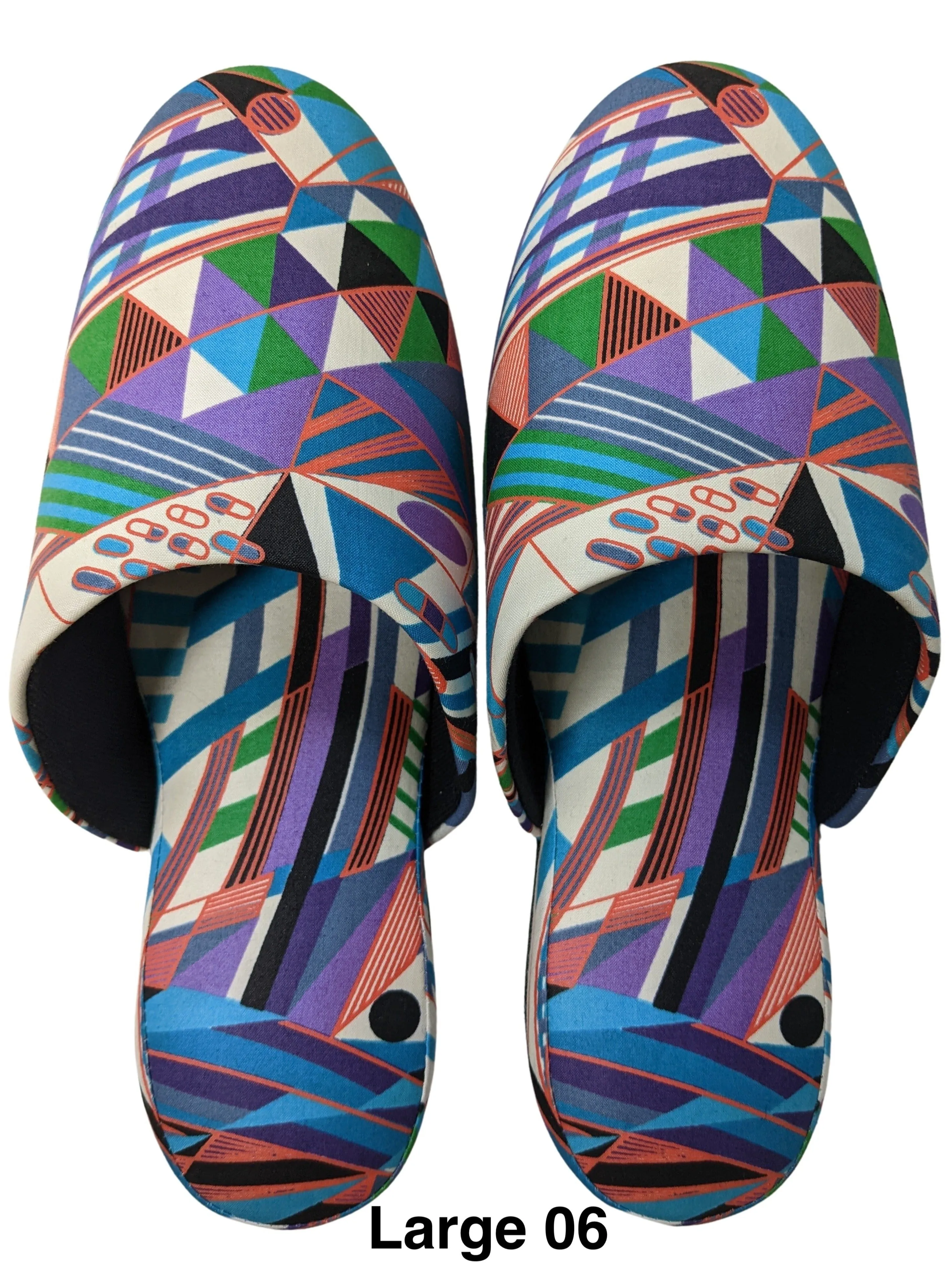 Large Batik Wax Special Printing Mix Slippers [Black wool felt soles] LF2210 [Size Large]