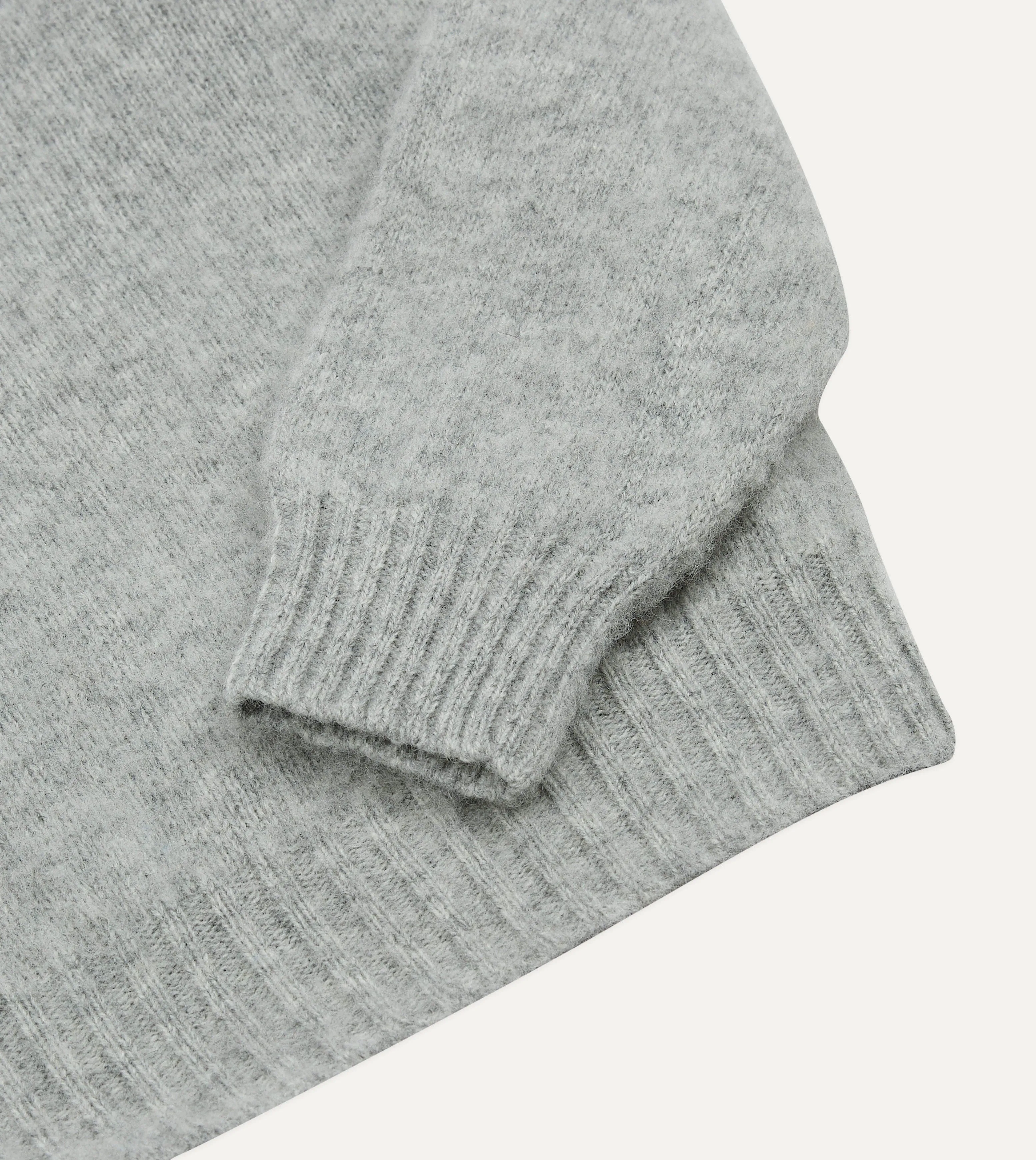 Light Grey Brushed Shetland Crew Neck Jumper