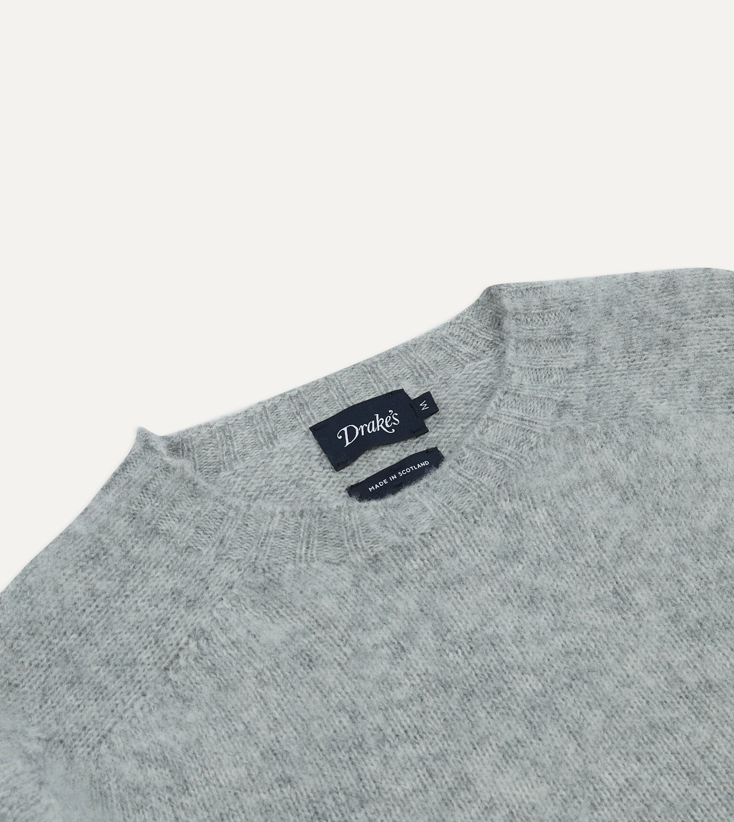 Light Grey Brushed Shetland Crew Neck Jumper