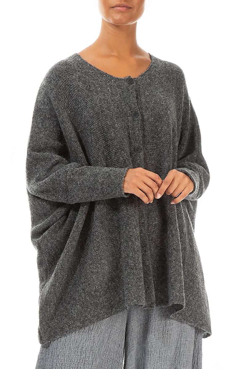 Loose Boxy Mélange Grey Wool Cardigan