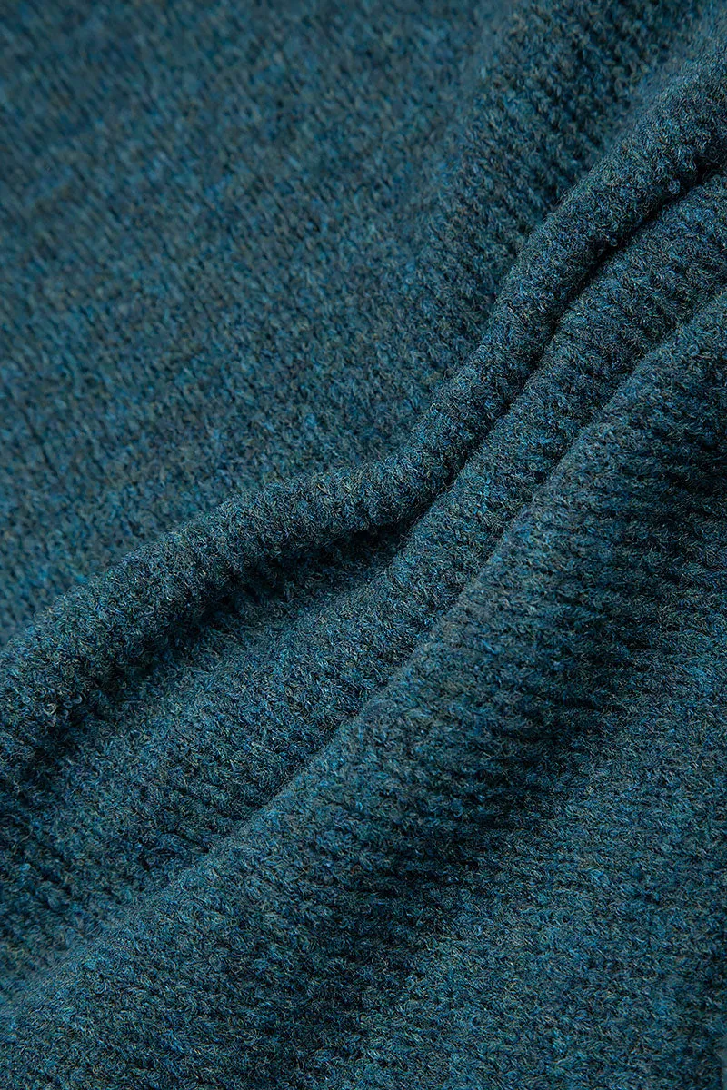 Loose Boxy Teal Blue Wool Cardigan