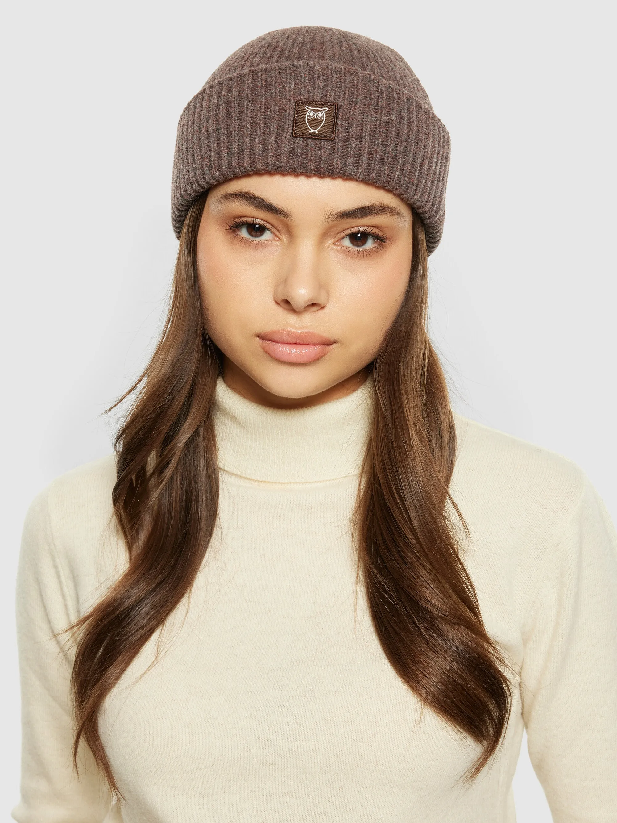 Low wool rib beanie - Demitasse (brown)