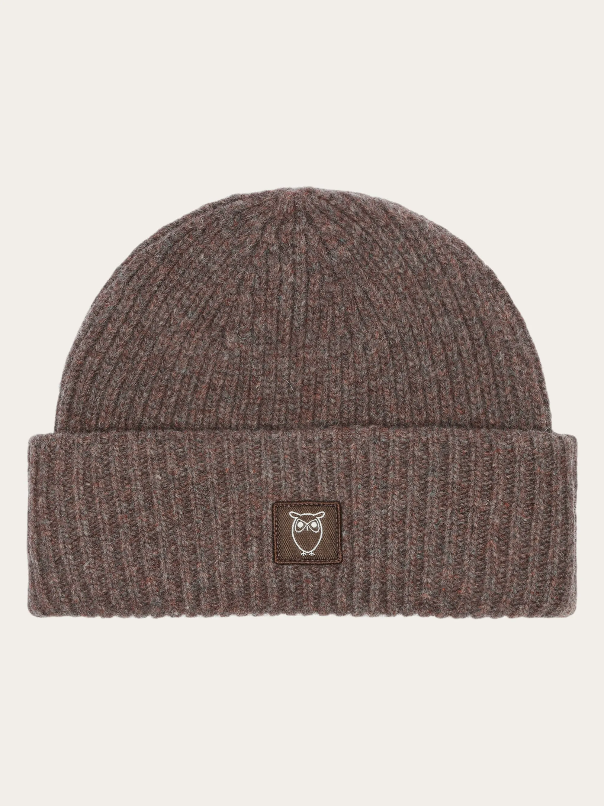 Low wool rib beanie - Demitasse (brown)