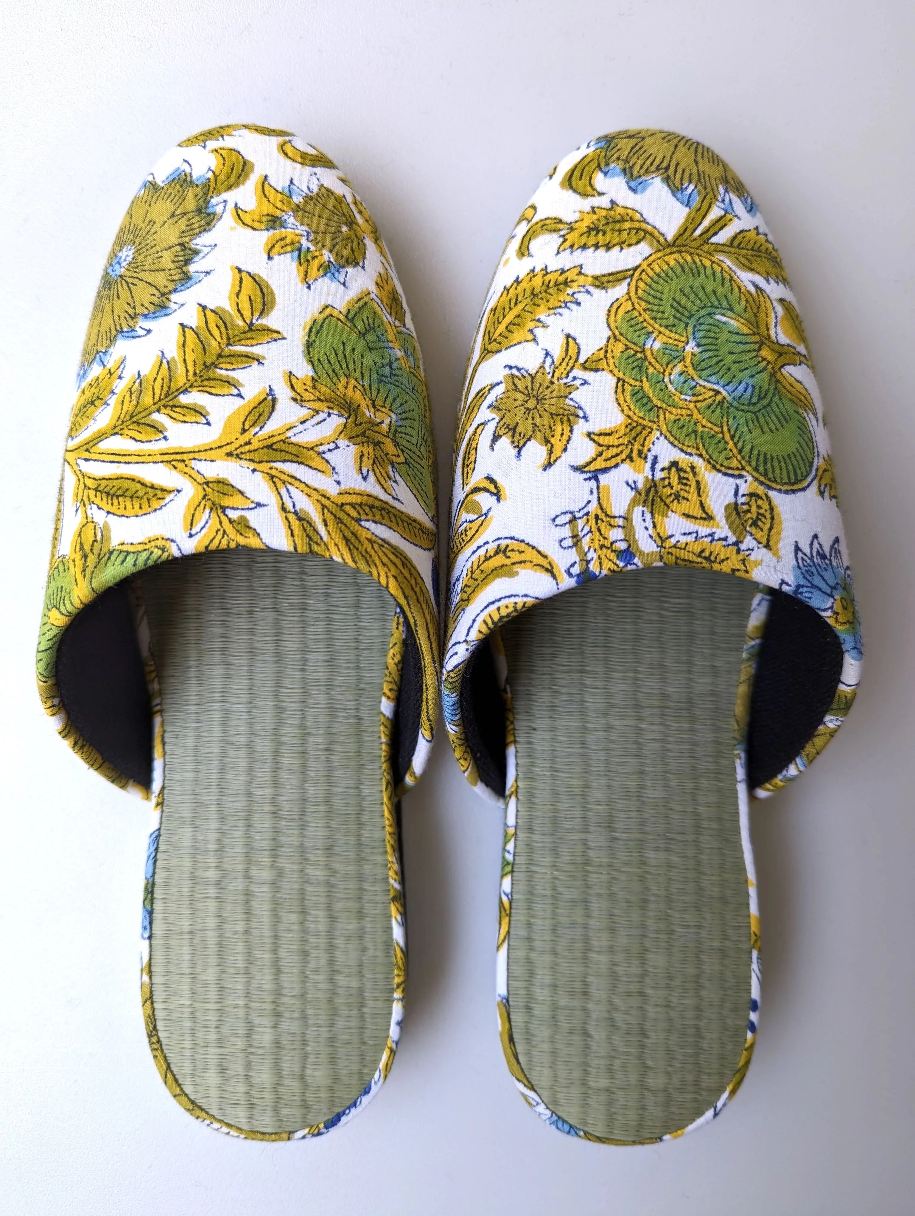 [Medium] Tatami Block Printing Flowers Slippers 2023M-A