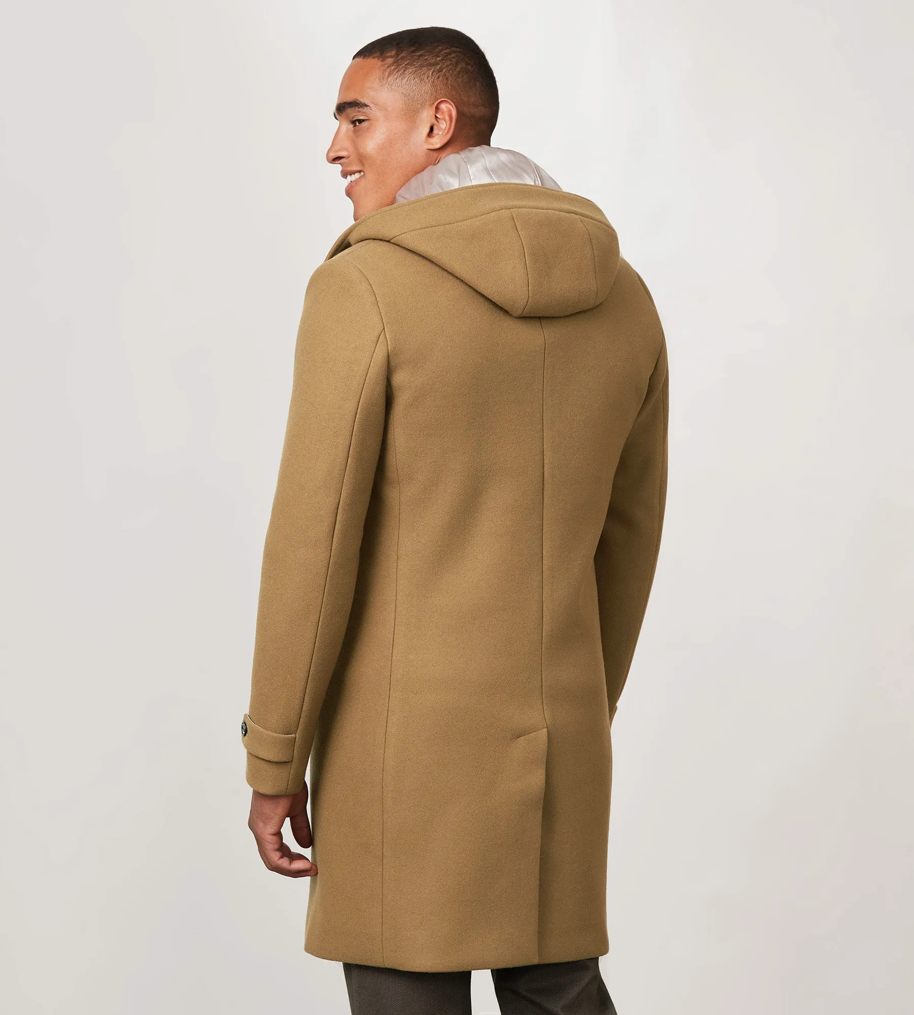 Modern Fit 4-Way Stretch Wool Coat with Removable Hood