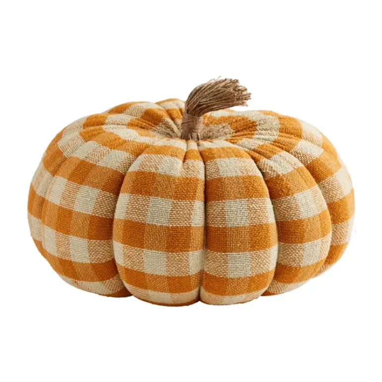 Mudpie Gingham Plaid Burlap Pumpkin Sitter Collection