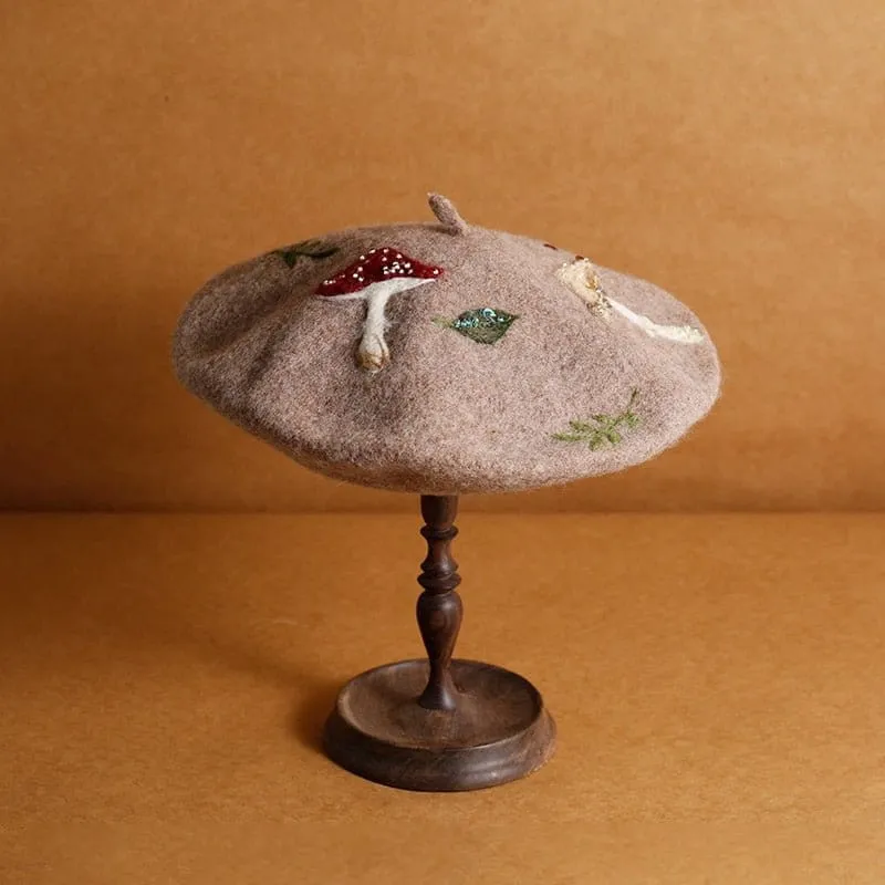 Mushroom Fauna Handmade Beret