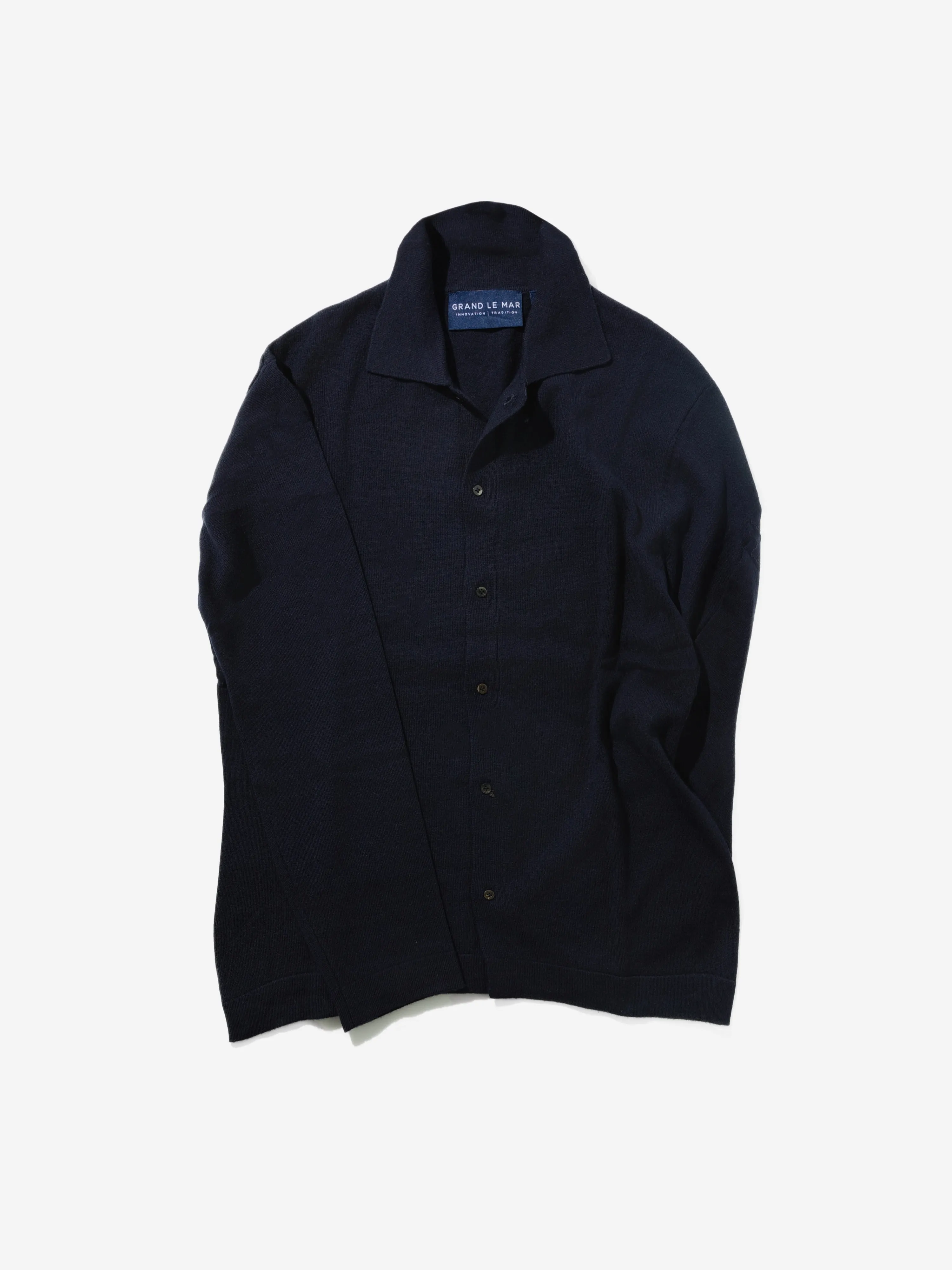 Navy Merino Wool Cashmere Cardigan