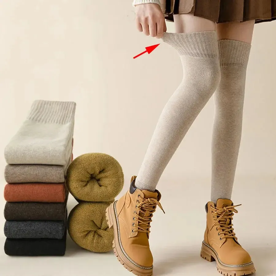 New in Winter Over Knee High Footless Socks for Women Black Khaki Warm Long Leg Warmers Thermal Thigh High Sock Cuffs Long Socks Leg warmers for women