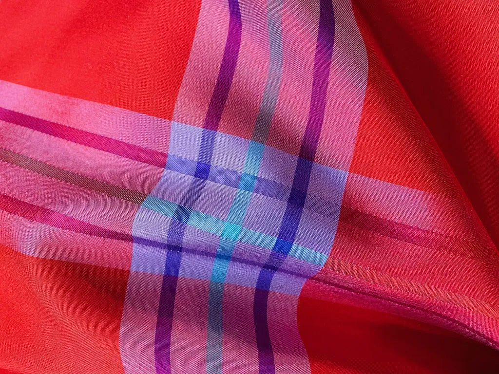 NEW Lady Alexandra 100% Silk Taffeta Red and Purple Plaid Tartan Fabric