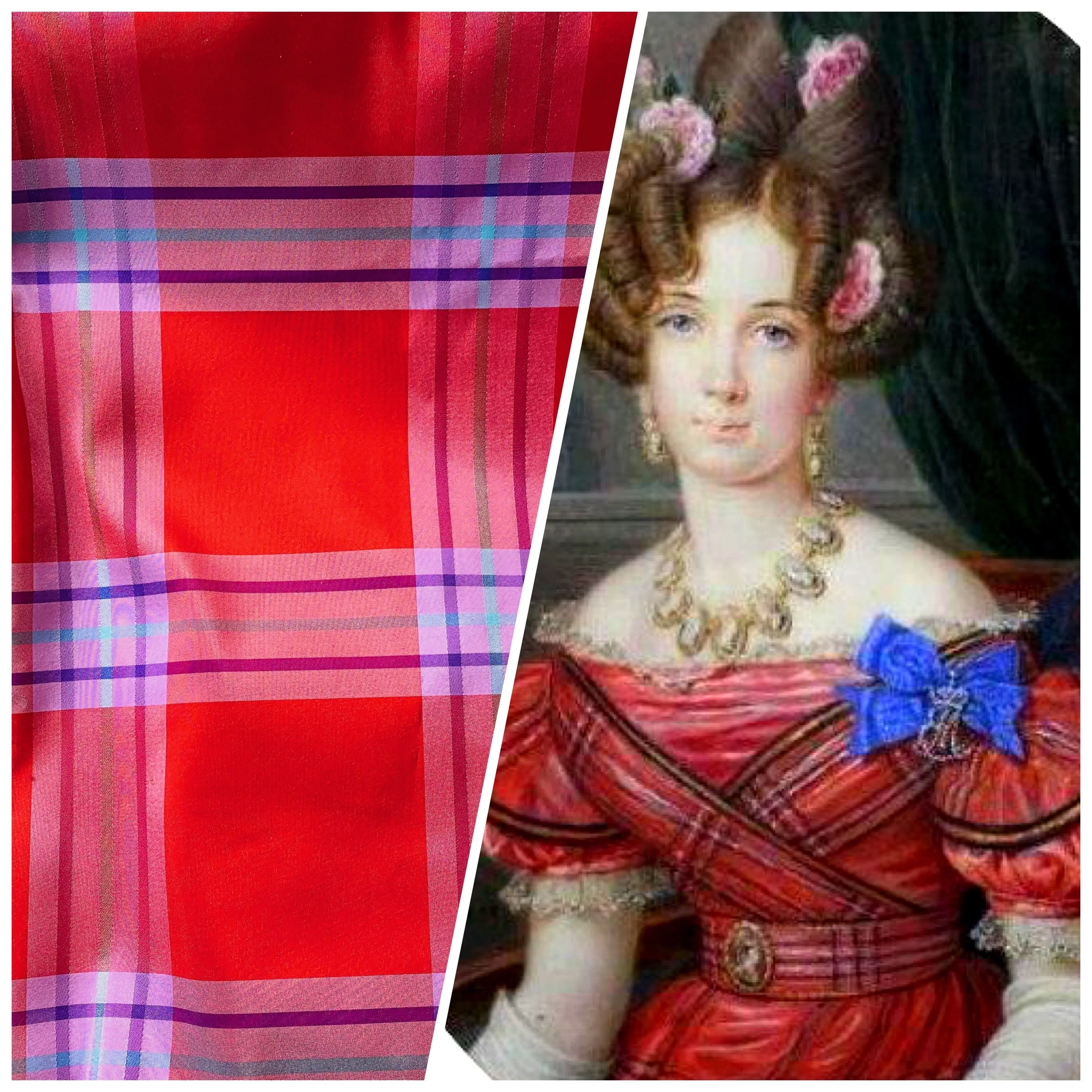 NEW Lady Alexandra 100% Silk Taffeta Red and Purple Plaid Tartan Fabric