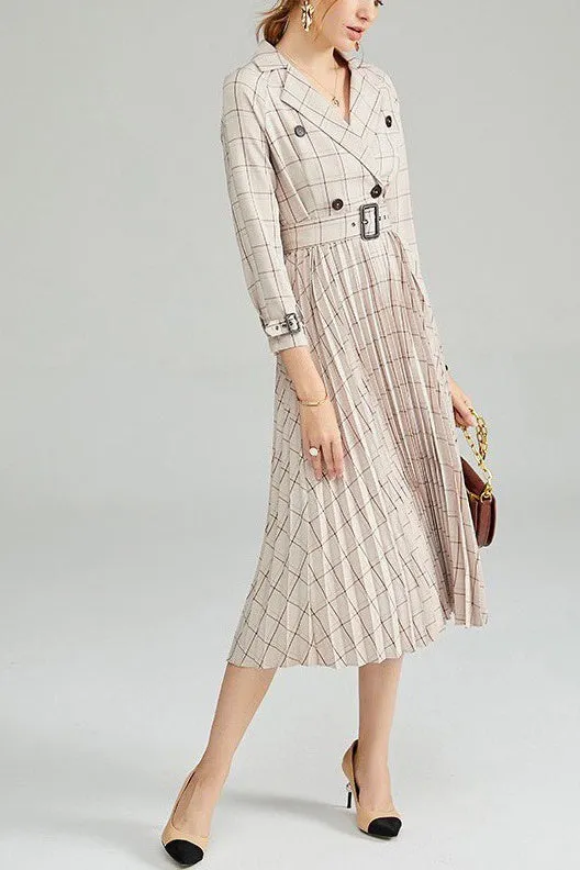 Plaid Dress W/ Pleats