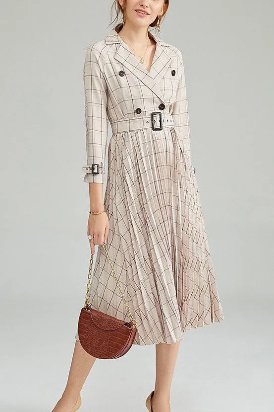 Plaid Dress W/ Pleats